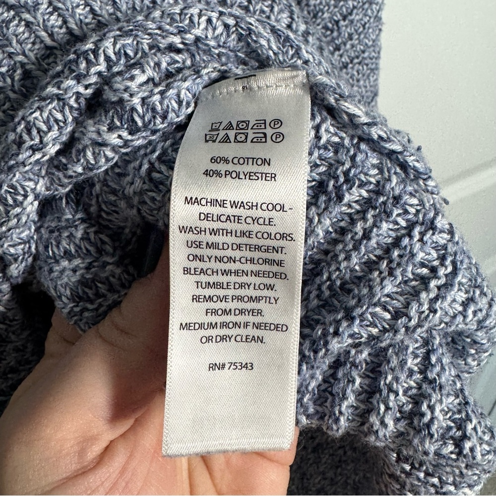 Joie Heathered Blue Ribbed Knit Sweater Size XL Winter Fall Buttons Crew Neck - Picture 9 of 9
